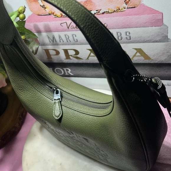 Coach Carmen Shoulder BagForest Green Leather Hobo Bag NWOT - Picture 12 of 14